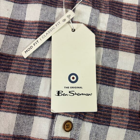 NWT Ben Sherman Plaid Button Down Shirt 100% Cotton Size XL KK0714 - Picture 8 of 10